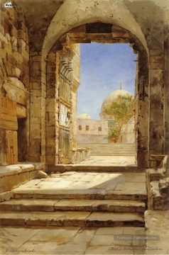 Eingang zum Tempelplatz à Jérusalem Gustav Bauernfeind orientaliste Peinture à l'huile
